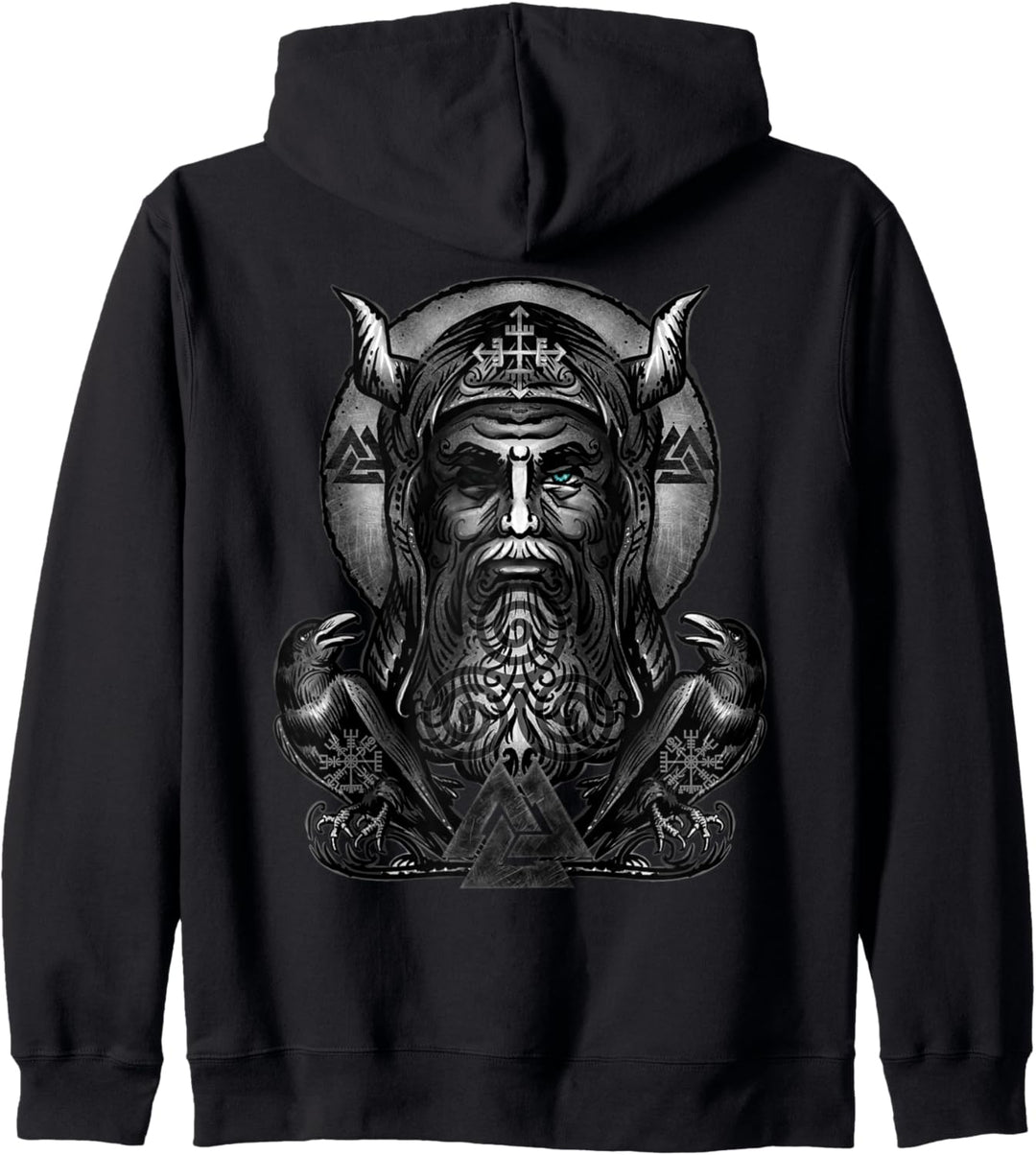 Odin Wikinger nordischer Gott Huginn & Muninn Raben heidnische Symbole Kapuzenjacke