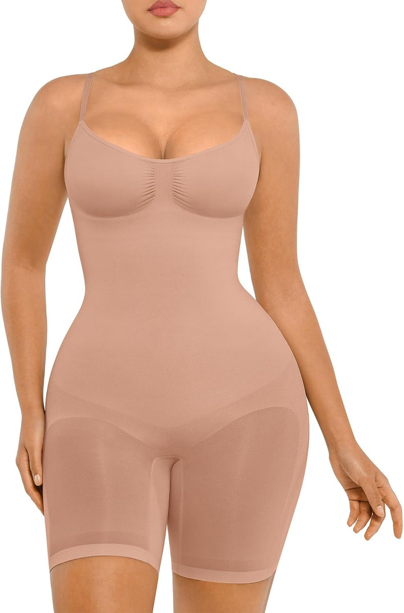 FeelinGirl Shapewear Bodysuit Nahtlos V-Ausschnitt Formende Bodys für Damen Bauchweg Ganzkörper Seam