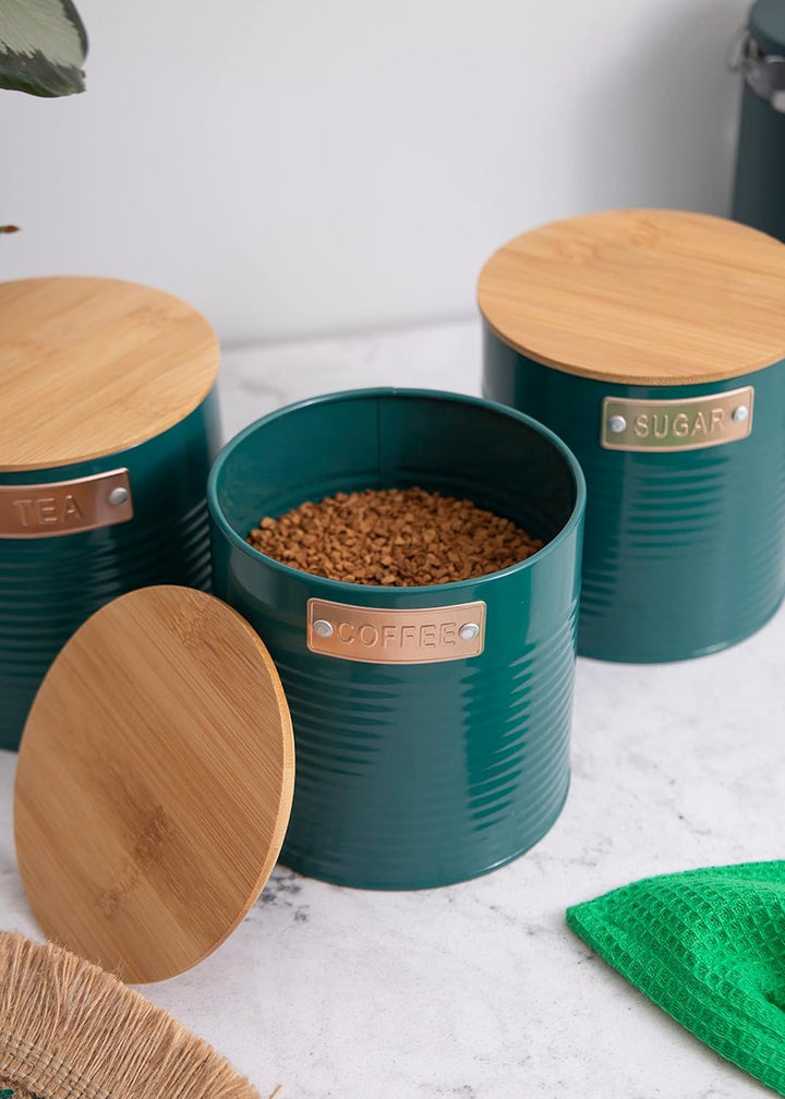 KitchenCraft Lagerung Kanister, Teal, 3 Stück, Geschenk-Box Klar, Klar