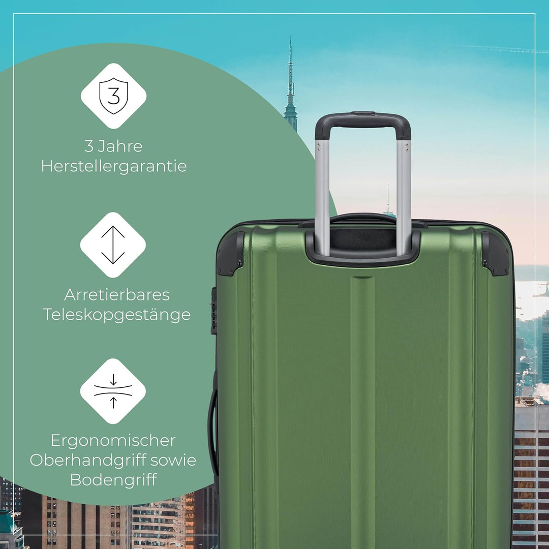 Travelite 4-Rad Koffer L mit TSA Schloss + Dehnfalte, Gepäck Serie CITY: Robuster Hartschalen Trolle