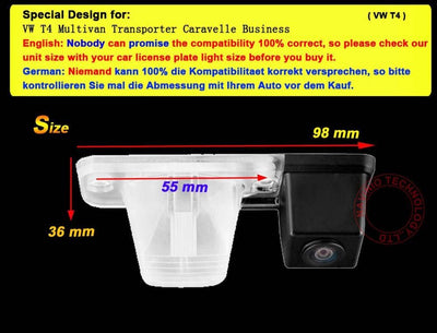 Auto Umkehrkennzeichen Lichtkamera für T4 Multivan Transporter Caravelle Business Nr.7248 (für T4),