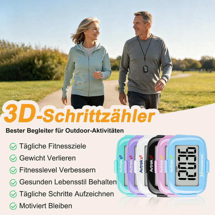 AVTREK Präziser 3D-Schrittzähler Mini-Schrittzähler für Walking oder Laufen im Freien Wanderaktivitä
