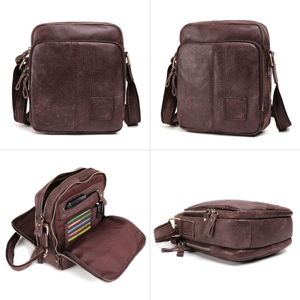 BAIGIO Umhängetasche Herren Leder Schultertasche Vintage Herrentasche Messenger Bag mit Schultergurt