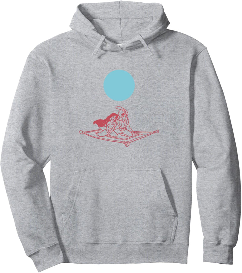 Disney Aladdin And Jasmine Flying Carpet Outline Sketch Pullover Hoodie