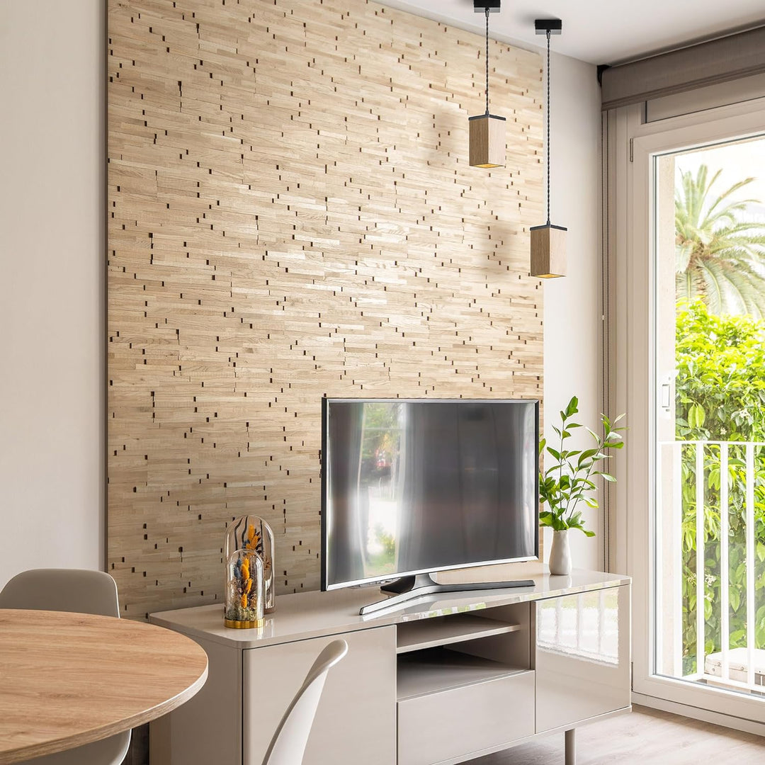 Wandverkleidung aus Holz 3D Optik Natürliches Eiche Holz Wandpaneele von Wooden Wall Design model AC
