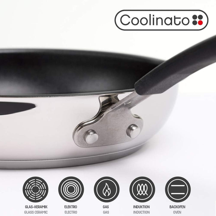 Coolinato Pfanne 20 cm beschichtet Edelstahl Bratpfanne für Gas Ceran Elektro Induktion &amp; Backofen 2