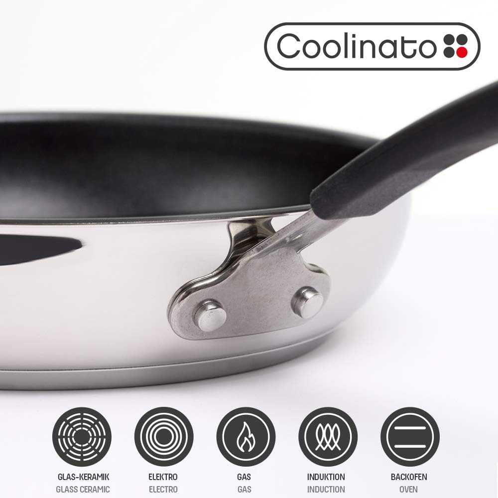 Coolinato Pfanne 28 cm beschichtet Edelstahl Bratpfanne für Gas Ceran Elektro Induktion & Backofen 2