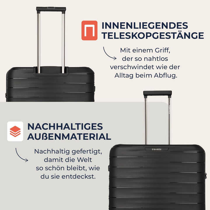 Travelite Koffer gross, MOOBY L, Kratzfeste Hartschale, mit recyceltem Material, 77 cm, 106 l, 3,7 k
