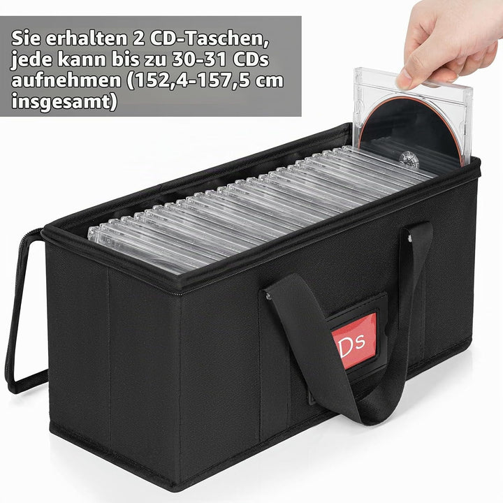 IPEB CD-Aufbewahrungsbox, 2 CD Boxes, CD-Aufbewahrungstasche (34 * 16 * 14cm), für Insgesamt 60-62 C