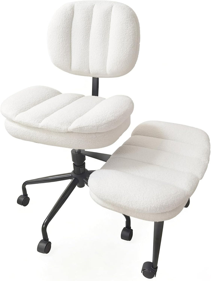 Bürostuhl Schreibtischstuhl Schneidersitz Stuhl, Kunstlammfell Ergonomischer Meditationsstuhl mit Ve