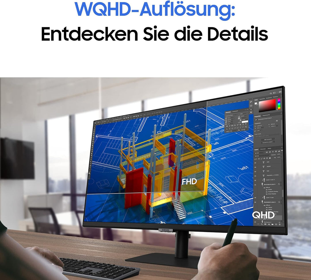 Samsung WQHD Monitor S6U S32A600UUU, 32 Zoll, IPS-Panel, WQHD-Auflösung, HDR10, AMD FreeSync, 5 ms R