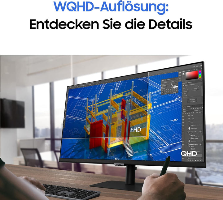 Samsung WQHD Monitor S6U S32A600UUU, 32 Zoll, IPS-Panel, WQHD-Auflösung, HDR10, AMD FreeSync, 5 ms R