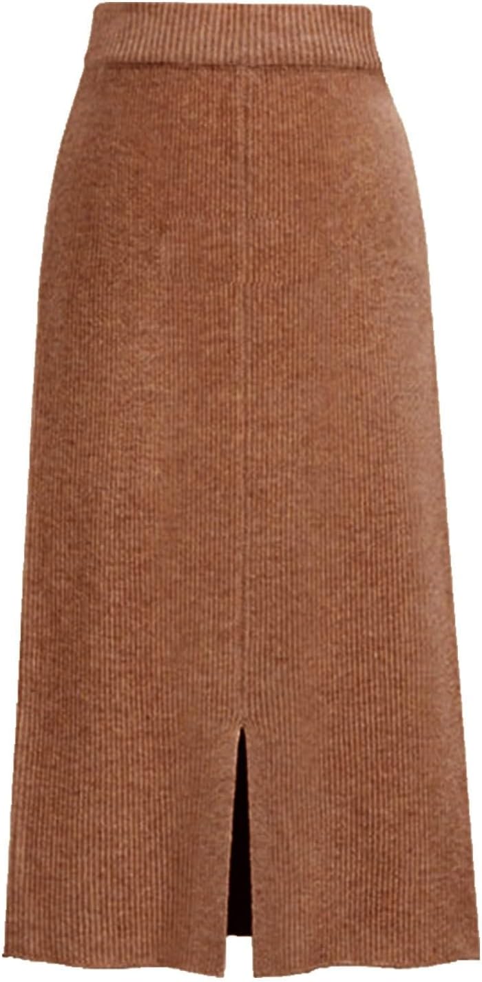 Generisch 2025 mittellanger Wollrock Dicker Rock Real 12 Kaffee XL, Kaffee XL