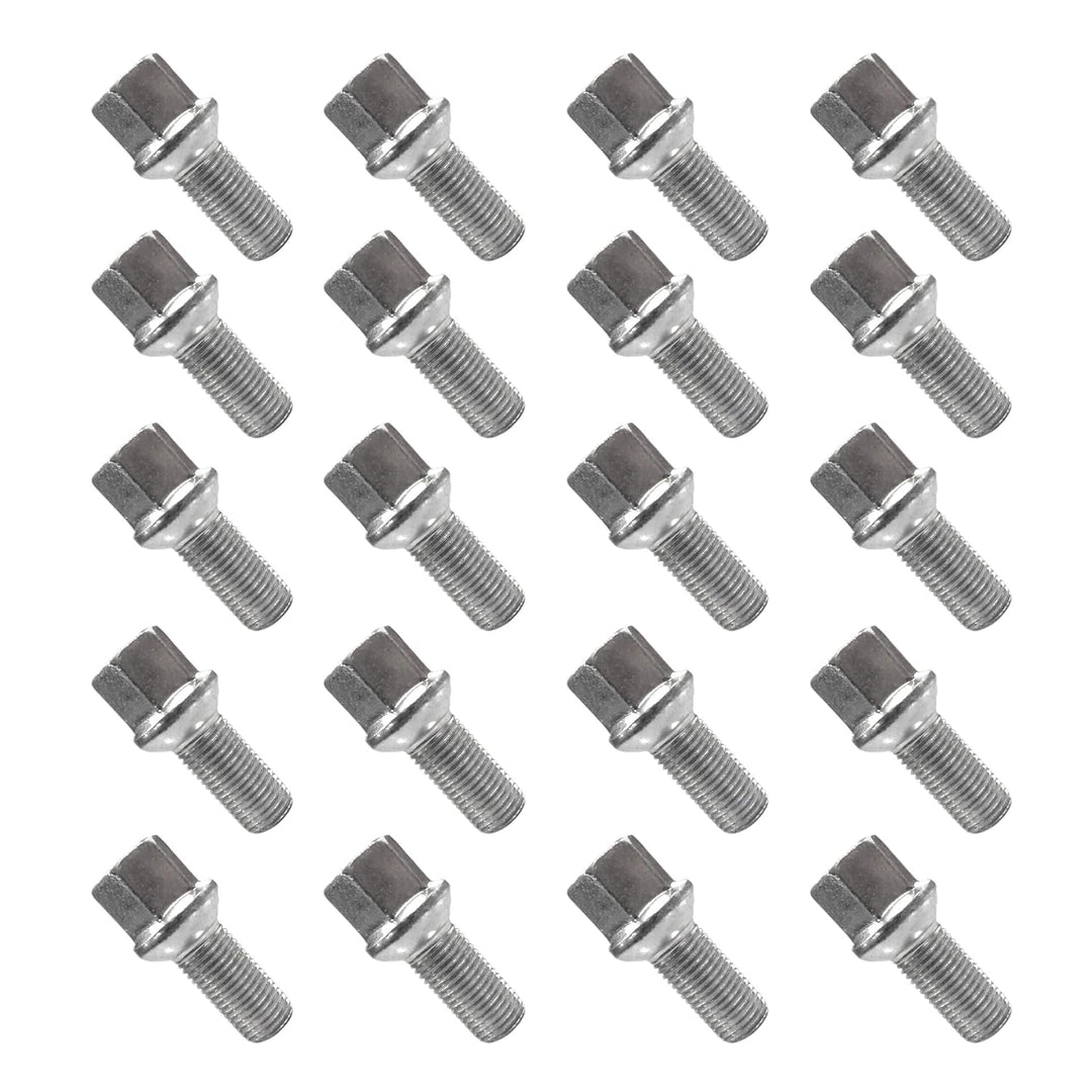 20 Radschrauben Radbolzen schwarz Kugelbund R14 M14x1,5 27mm silber 27 mm (R14), silber 27 mm (R14)
