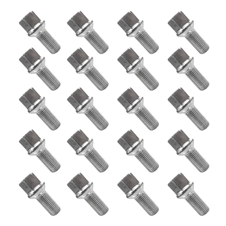 20 Radschrauben Radbolzen schwarz Kugelbund R14 M14x1,5 27mm silber 27 mm (R14), silber 27 mm (R14)
