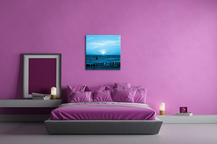 Sonnenuntergang an der Ostsee im Format: 60x60 Effekt: Zeichnung als Leinwandbild, Motiv auf Echthol