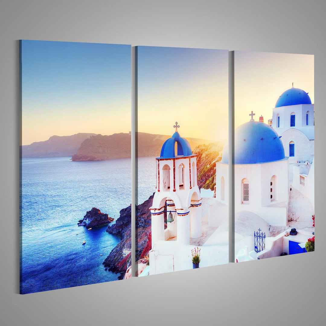 islandburner Bild auf Leinwand Oia Stadt Auf Santorin Griechenland Bei Sonnenuntergang Wandbild Post