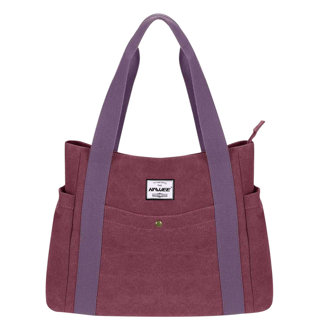 HAWEE Canvas Damen Handtasche Shopper Tote Bag Grosse Schultertasche mit Reissverschluss Umhängetasc