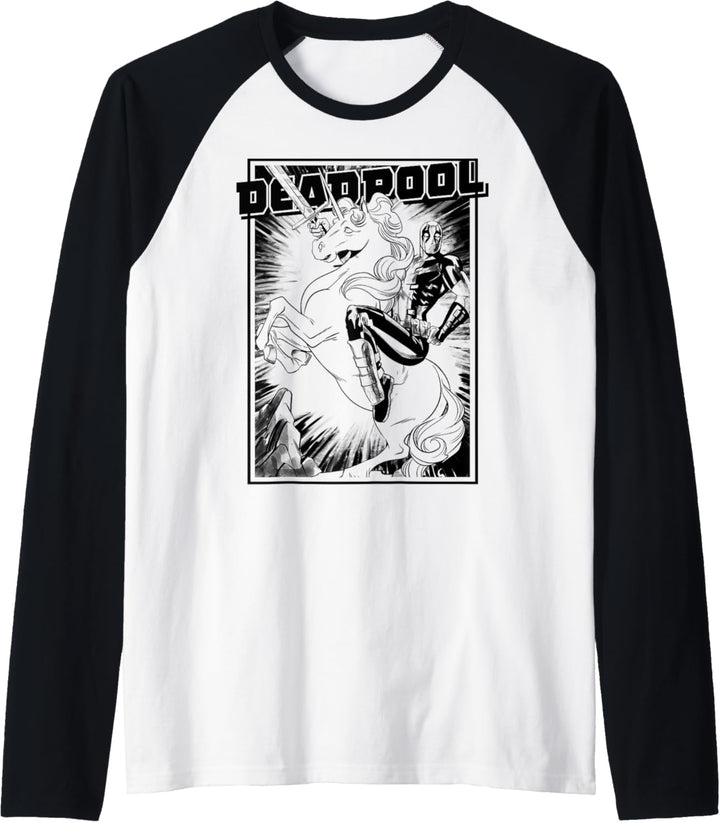 Marvel Deadpool Transparent Comic Unicorn Mount Raglan