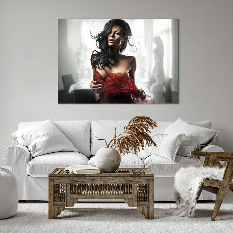 Bilder auf Leinwand 100x70cm Leinwandbild Schönheit Körper Kleid Eleganz Gross Wanddeko Bild Schlafz