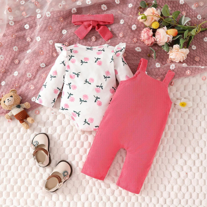 Baby Mädchen Kleidung Floral Tops Body Bär Latzhose Einstellbare Overalls Outfits Set 0-3 Monate Ros