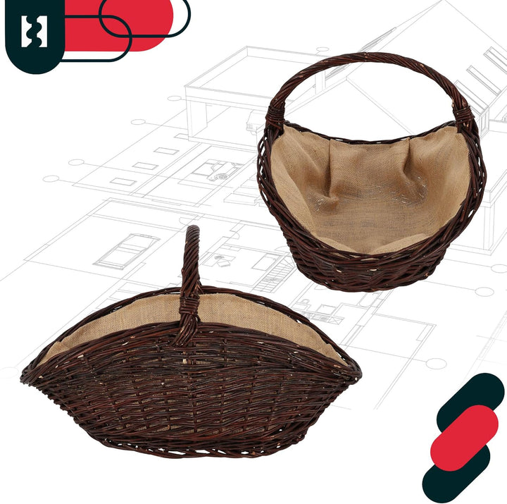 KOTARBAU® Weidenkorb für Brennholz - Holzkorb für Kaminholz - Erntekorb - 64 x 40 x 39 cm - Kaminhol