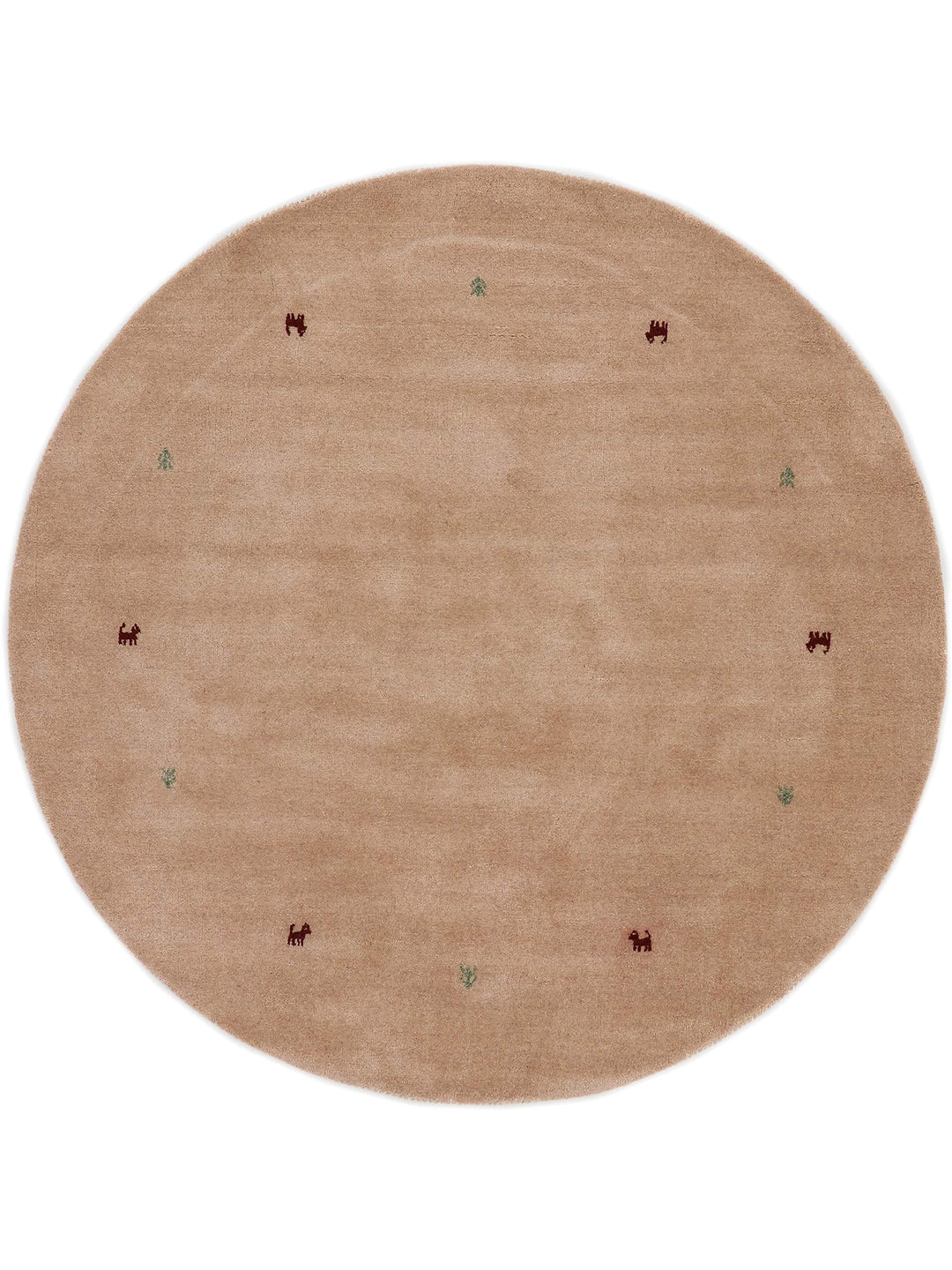 carpetfine Wollteppich Gabbeh Uni Rund Beige Ø 80 | Moderner Teppich für Wohn- und Schlafzimmer Ø 80