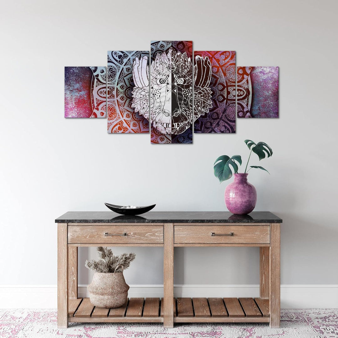 Runa Art Wandbilder Mandala Abstrakt 5 Teilig Bild auf Vlies Leinwand Deko Wohnzimmer Schlafzimmer O