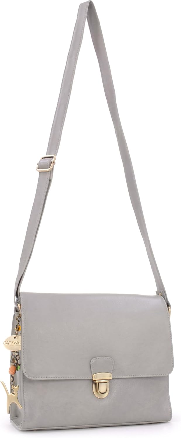 Catwalk Collection Handbags - Vintage Leder - Umhängetasche/Schultertasche - Passend für iPad und Ta