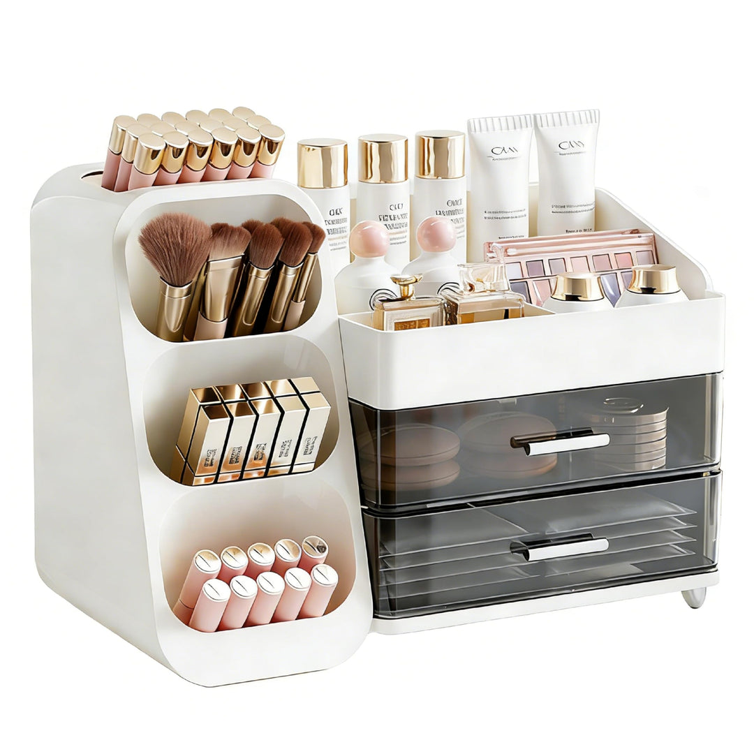 Grosser Makeup Kosmetik Organizer mit Schubladen – 3-in-1 Aufbewahrungsbox für Pinsel & Kosmetik, st