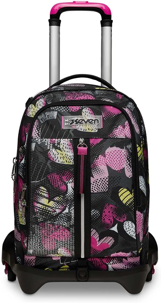 Seven Rucksack mit Trolleyfunktion, Schulranzen mit Rollen, 3 in 1, Abnehmbarer Rucksack, ab 1. Klas