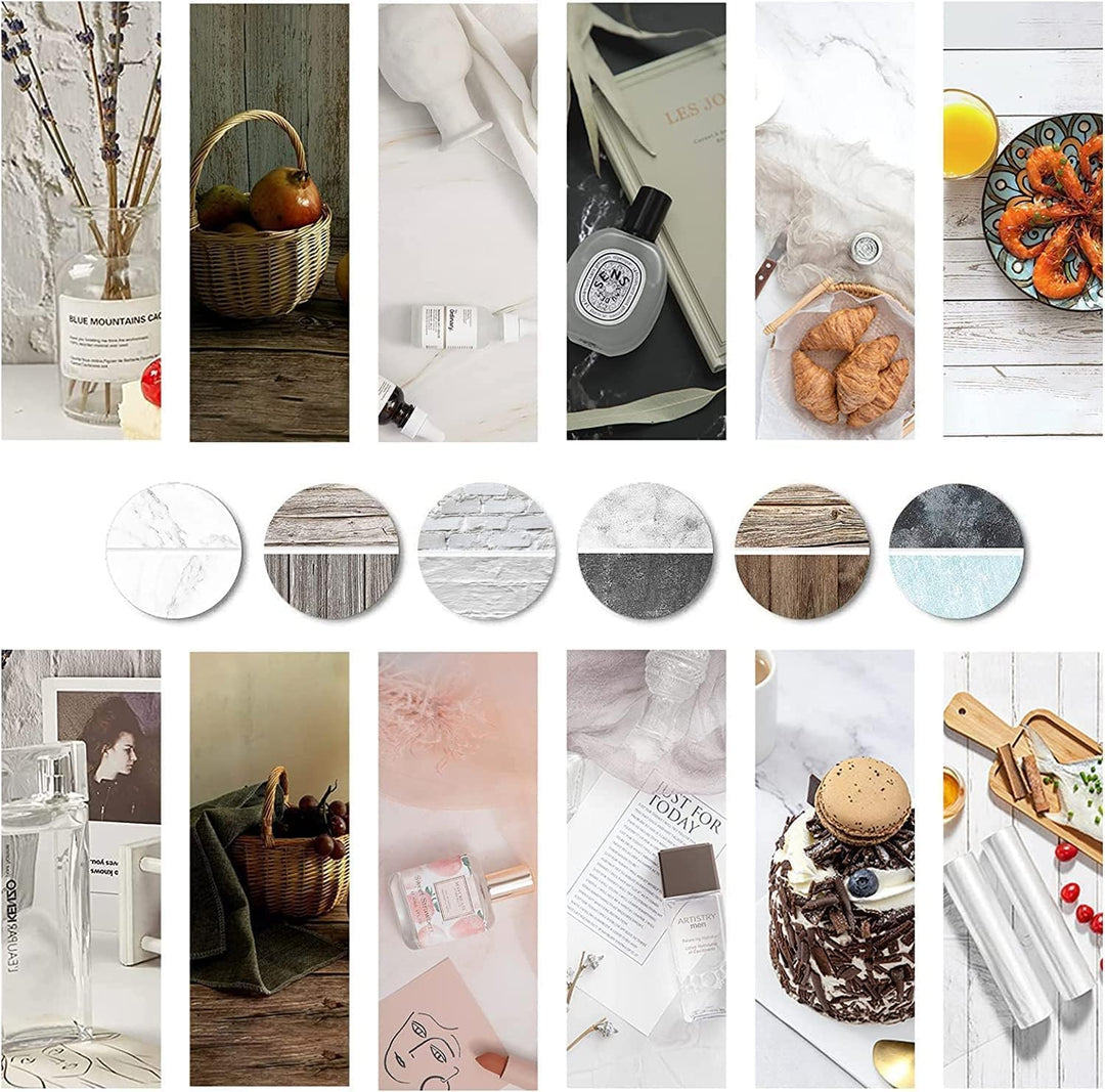 Photography Background 6 Pieces 57 x 88 cm 2 in 1 Food Flat Lay Table Top Photography Double Sided B