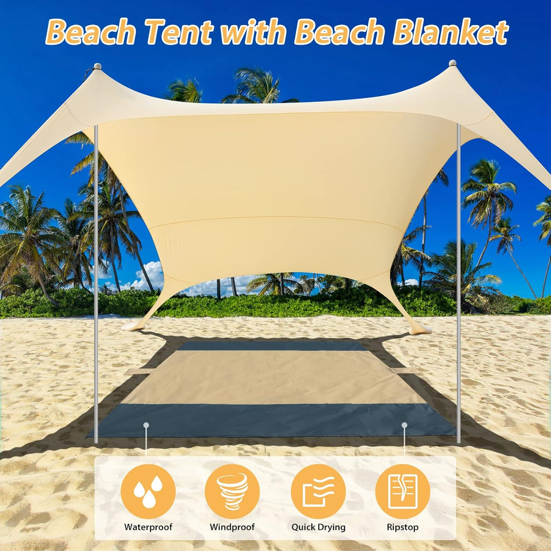 Beach StrandZelt mit Picknickdecke und Sandsack Anchor, Strandmuschel Sonnenschutz Zelt für Strand m