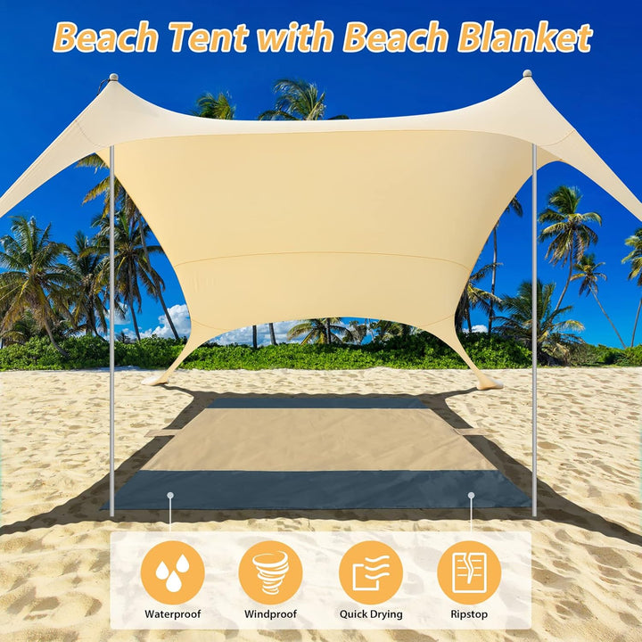Beach StrandZelt mit Picknickdecke und Sandsack Anchor, Strandmuschel Sonnenschutz Zelt für Strand m