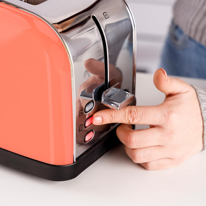 Taurus Retro Design II Toaster, Koralle, 950 W, 2 Schlitze 135 x 35 mm, 7 Stufen, 3 Funktionen, Gehä