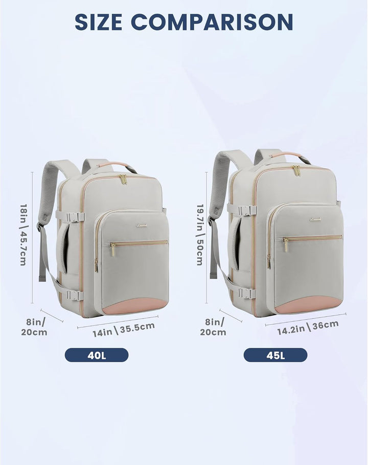 LOVEVOOK Handgepäck Rucksack Flugzeug, 45L Gross Reiserucksack Damen Kofferrucksack, Wasserdicht Rei