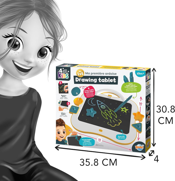 BUKI FK014 - Meine erste Maltafel ab 18 Monaten – Leichte Kinder Zeichentafel mit Griff, 4 Silikon-S