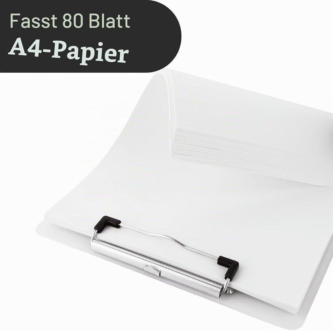 12 Stück Klemmbrett A4, Kunststoff Klemmbretter A4 mit Metalklemme und Aufhängeose, 312x223mm Weiss