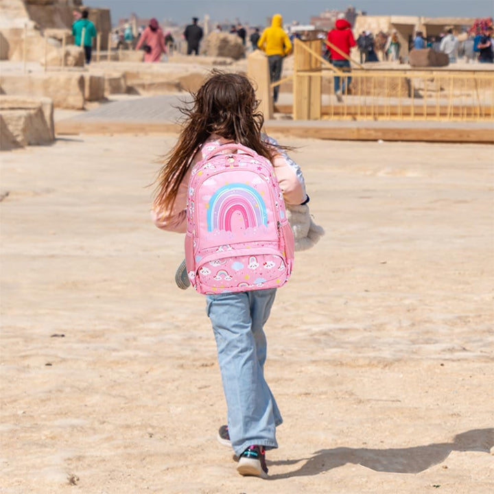 Kimwadalh Schulrucksack Mädchen Rucksack Leichtgewicht Kinderrucksack Regenbogen Schulranzen für Mäd