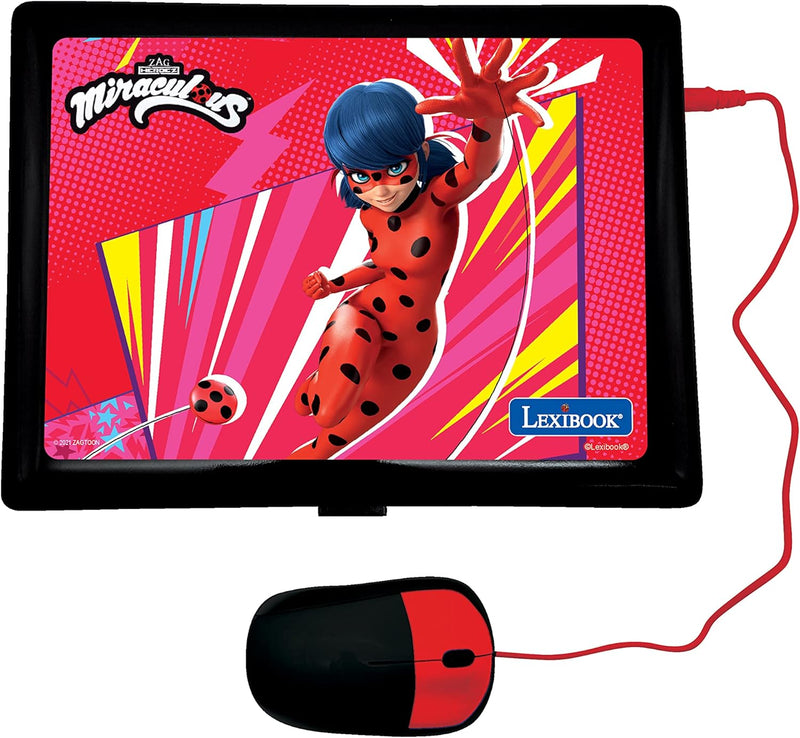 Lexibook Miraculous Ladybug Cat Noir, pädagogischer und zweisprachiger Laptop Französisch/Englisch,