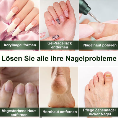 Auriox Kabellos Tragbar Nagelfräser, 12 in 1 Profi Maniküre und Pediküre Set 25000 u/min, Akku Elekt