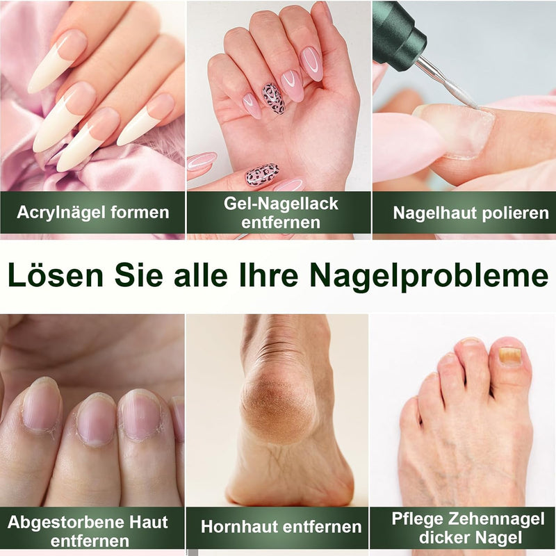 Auriox Kabellos Tragbar Nagelfräser, 12 in 1 Profi Maniküre und Pediküre Set 25000 u/min, Akku Elekt