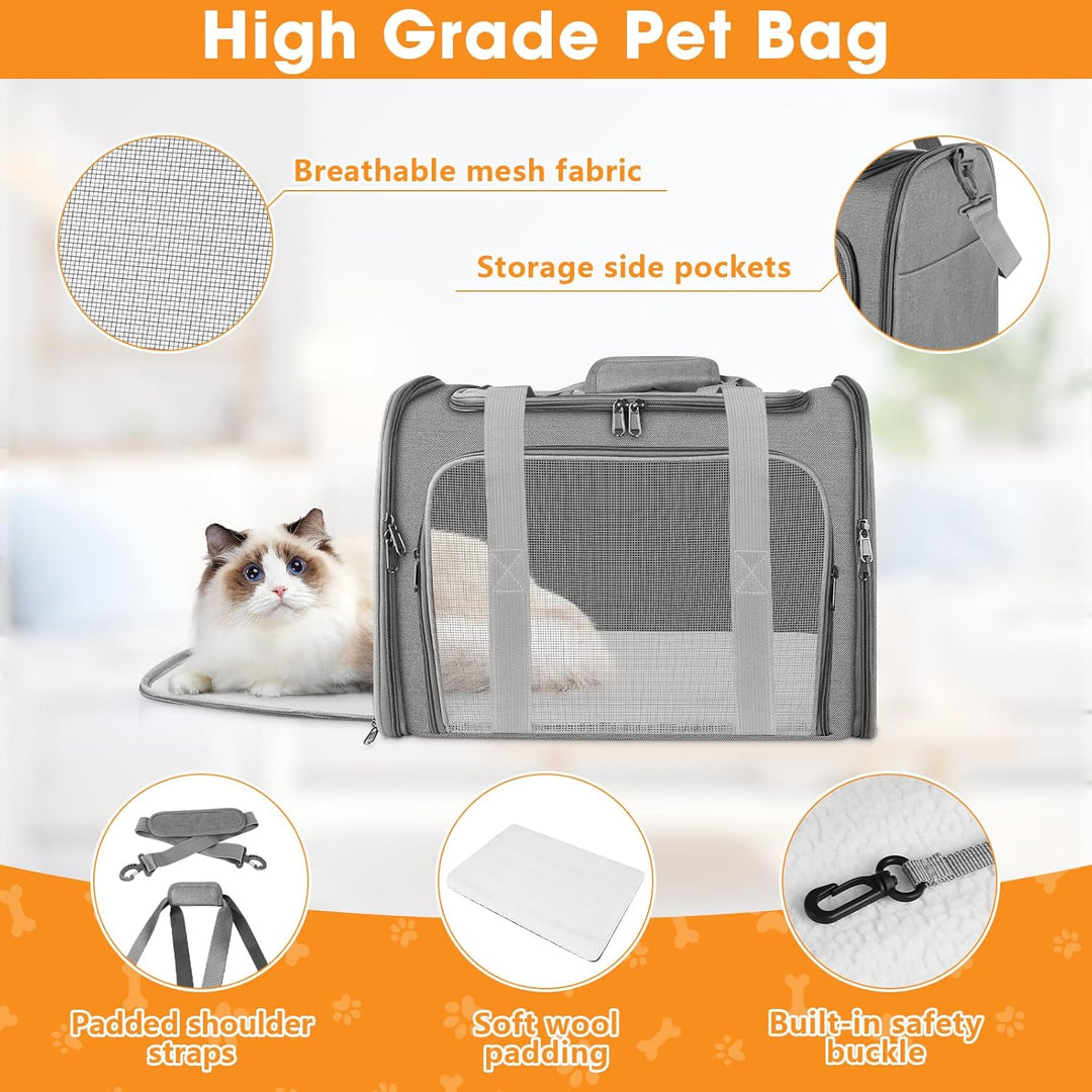 Transporttasche Katze und Hund, 45x30x30 cm Transportbox Katze, Katzentransporttasche Faltbar und At