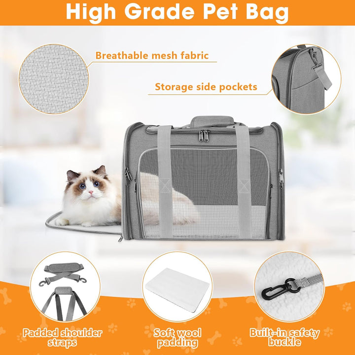 Transporttasche Katze und Hund, 45x30x30 cm Transportbox Katze, Katzentransporttasche Faltbar und At