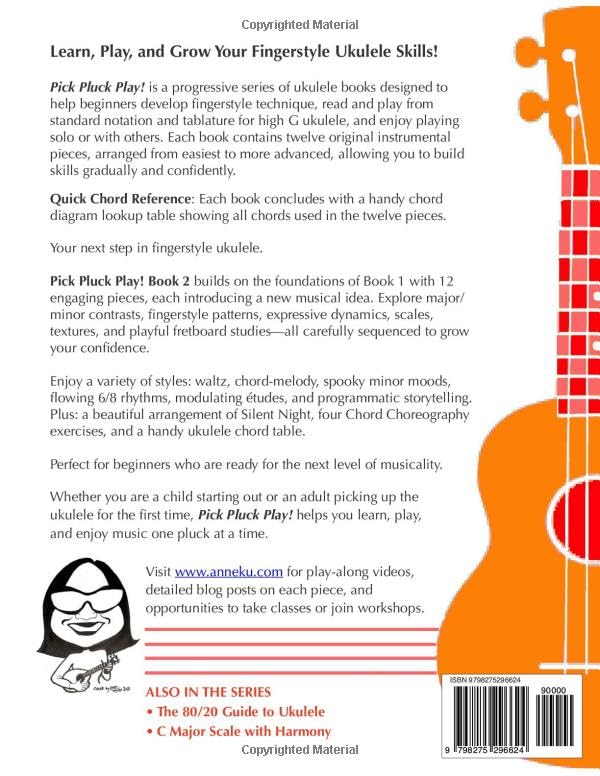 Pick Pluck Play! Book 2 Beginner FULL COLOR EDITION: Fingerstyle Ukulele Solo Duets - 12 Progressive