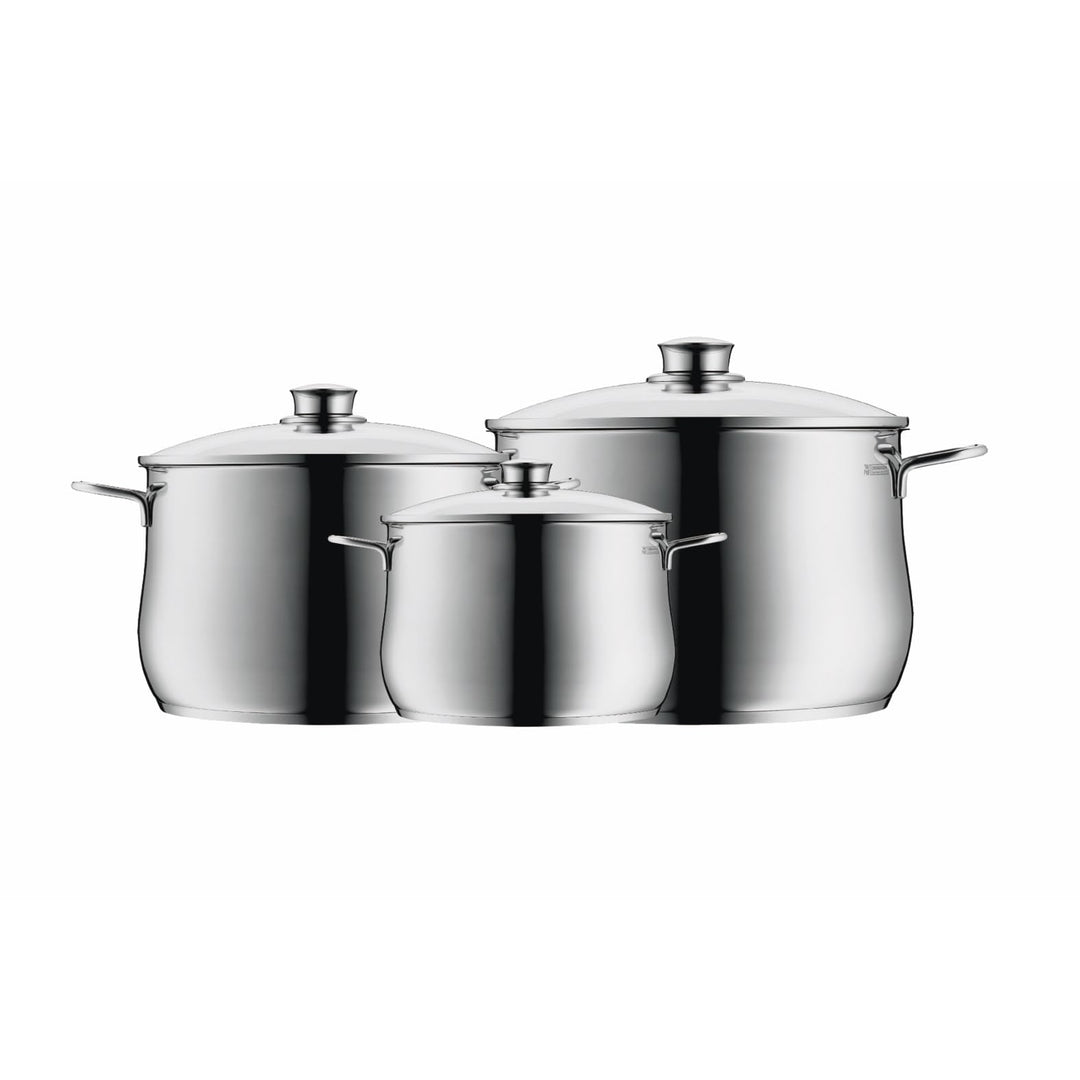 WMF Diadem Plus Topfset Induktion 3-teilig, Kochtopf Set mit Glasdeckel, Cromargan Edelstahl poliert