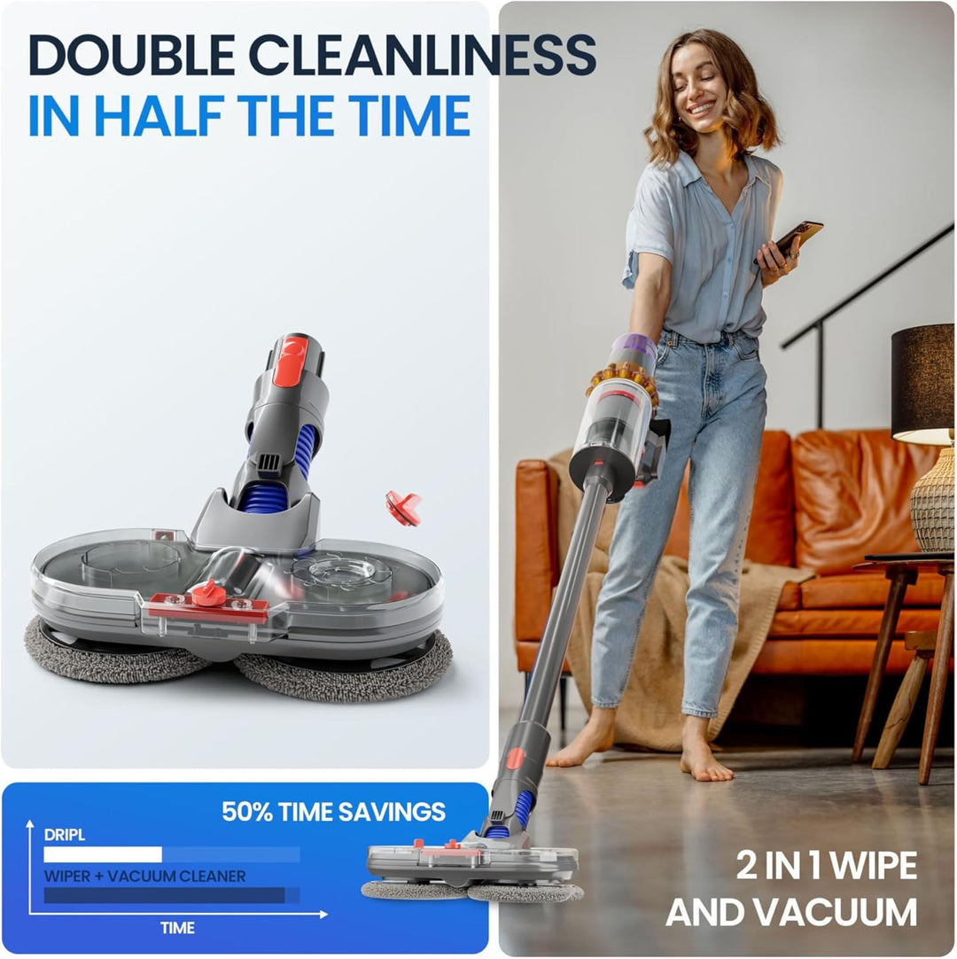 Dripl Wischaufsatz für Dyson V12 Staubsauger, Elektrischer Bodenwischer mit Abnehmbaren Wassertank u