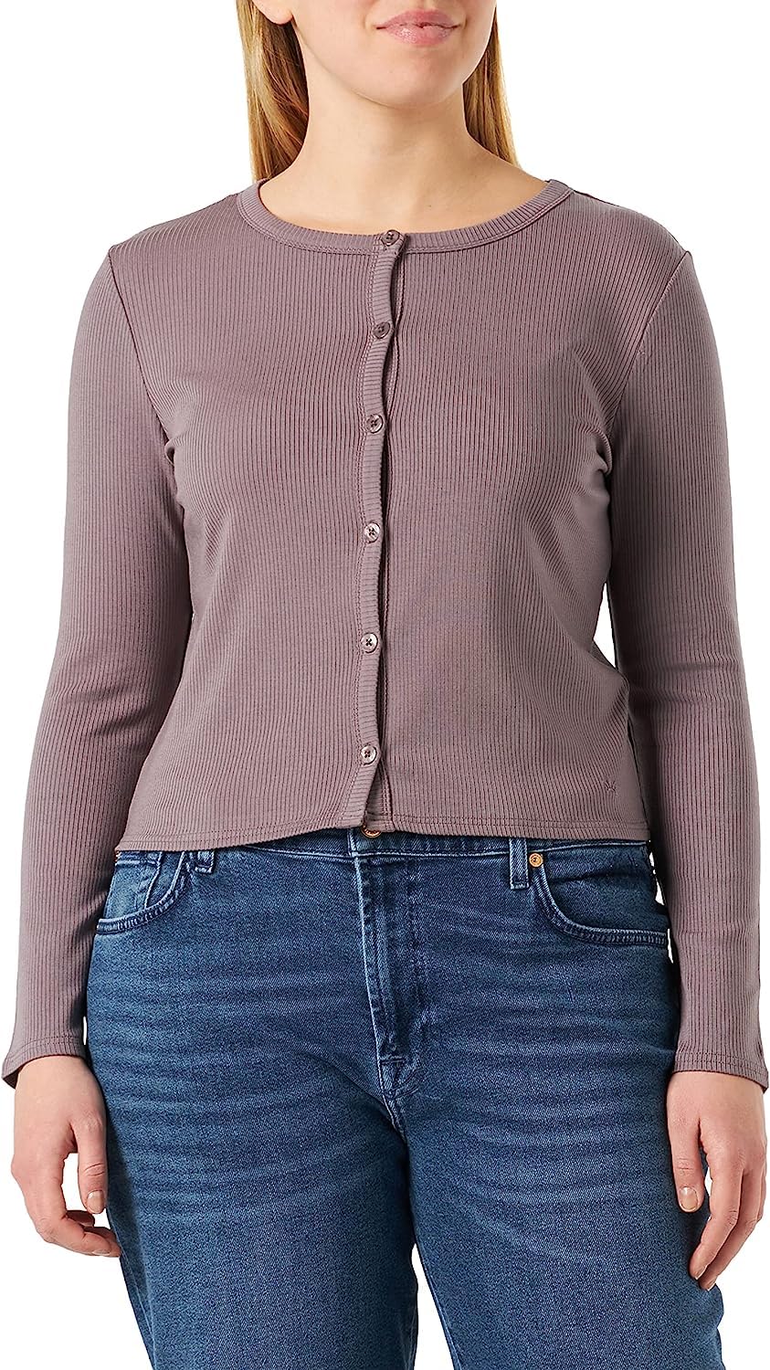 Triumph Damen Natural Spotlight Rib Cardigan Pyjamaoberteil 46 Pigeon Grey, 46 Pigeon Grey