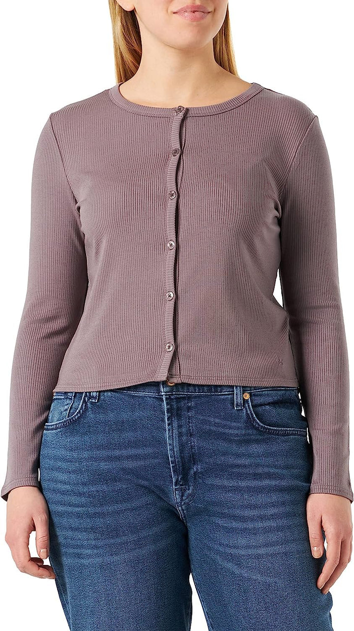 Triumph Damen Natural Spotlight Rib Cardigan Pyjamaoberteil 46 Pigeon Grey, 46 Pigeon Grey