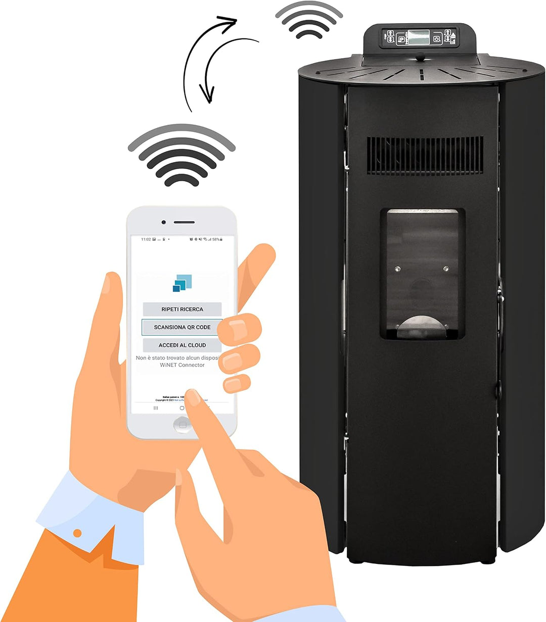 STUFE A PELLET ITALIA Boston 9 KW WiFi | Pelletöfen Effizienz 91% Heizt 80m² Autonomie 21 Std. Progr